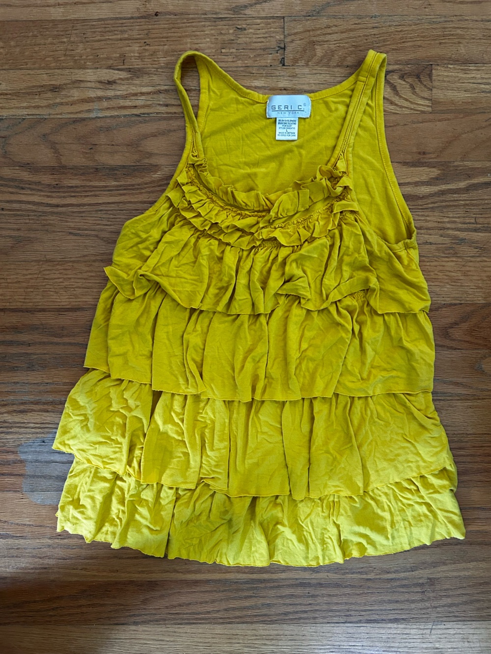 Gerli Mustard Ruffle Tiered Tank Top